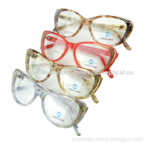 Fashionable Cat-shaped Acetate Colorful Women's Eyeglass Frame, Inset Metal PatternNew